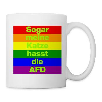 SOGAR MEINE KATZE HASST DIE AFD, NO AFD NO NZS  - Tasse - Weiß - Rechts