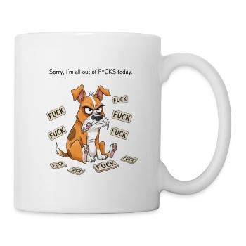 All Out of F*cks Funny Angry Dog Merch - Mug - white - Right
