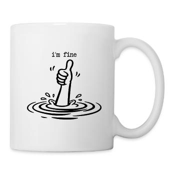 Mir geht's gut, lustiges Ertrinken Daumen hoch, dunkler Humor-Tee - Tasse - Weiß - Rechts