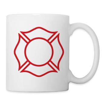 Feuerwehrmann-Malteser Kreuzlinienabzeichen Sicherheitssymbol - Tasse - Weiß - Rechts