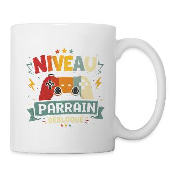 Niveau Parrain Débloqué Annonce Grossesse Cadeau - Mug blanc - blanc - Droite