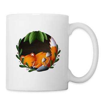 Schlafender Fuchs im Grünkreis - Tasse - Weiß - Rechts
