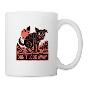 Ne détourne pas le regard, drôle de mème du chien qui fait caca - Mug blanc - blanc - Droite