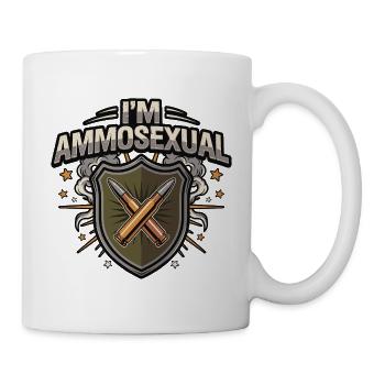 Ich bin Ammosexuell Lustige Munitionshemd Kugelliebhaber Schießen - Tasse - Weiß - Rechts