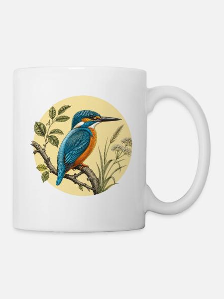 Martin-pêcheur botanique vintage - Mug blanc - blanc
