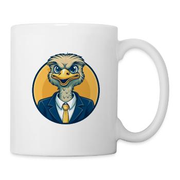 Strauß-Kawaii-Maskottchen-Cartoon-Clipart-Logo-Abzeichen - Tasse - Weiß - Rechts