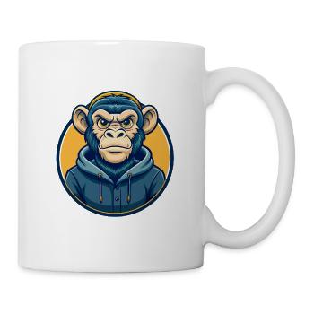Monkey Kawaii Maskottchen Cartoon Clipart Logo Abzeichen - Tasse - Weiß - Rechts