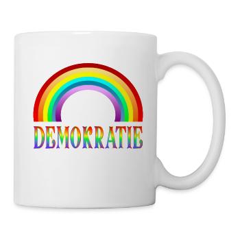 Regenbogen Demokratie - Haltung - Tasse - Weiß - Rechts