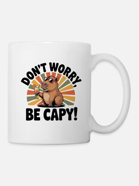 Dont Worry Be Capy! Side Pose - Mug - white