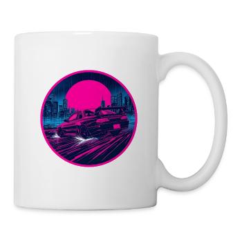 Retro 90er JDM Coupé Rainy Neon Cyber City Emblem - Tasse - Weiß - Rechts