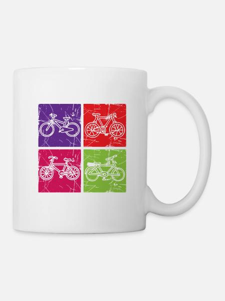 Colorful Distressed Bicycle Pop Art - Mug - white