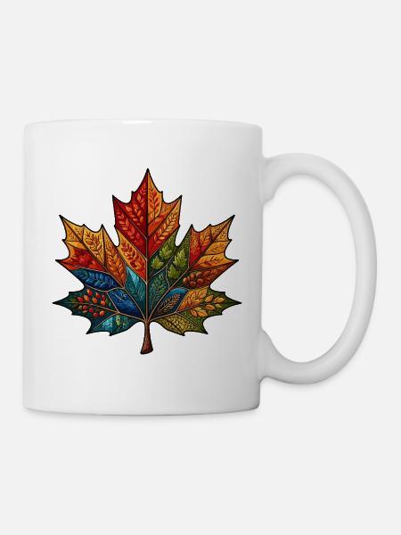 Kaleidoskop Herbstblatt - Tasse - Weiß
