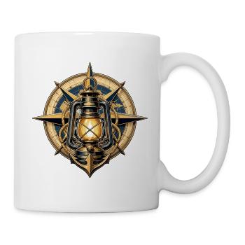 Leuchtkompass und Anker - Tasse - Weiß - Rechts