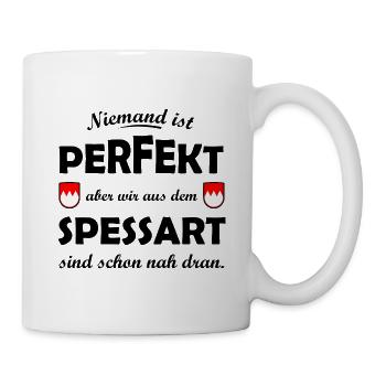 Rote Spessart Schildformen mit Weißzacken - Tasse - Weiß - Rechts