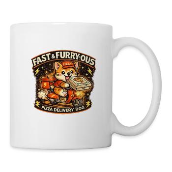 Pizzalieferhund auf Roller - Tasse - Weiß - Rechts