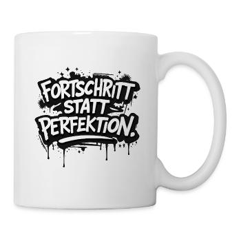 Fortschritt statt Perfektion - Tasse - Weiß - Rechts
