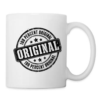 Original – 100 Percent Original Badge & Spruch - Tasse - Weiß - Rechts