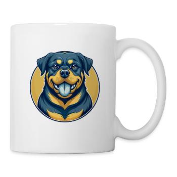 Rottweiler Hund Kawaii Maskottchen Cartoon Clipart Logo - Tasse - Weiß - Rechts