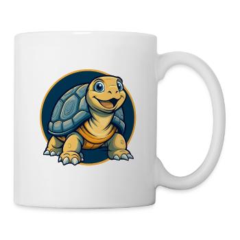 Tortoise Kawaii Maskottchen Cartoon Clipart Logo Abzeichen - Tasse - Weiß - Rechts