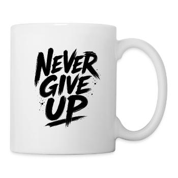 Never give up – Black saying & motivation - Mug - white - Right