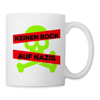 KEINEN BOCK AUF NAZIS, NO NZS, NO AFD, SKULL GRÜN - Tasse - Weiß - Rechts