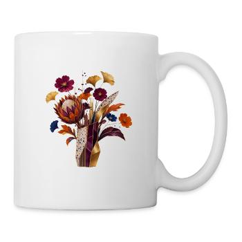 Goldene geometrische Blumenvase - Tasse - Weiß - Rechts