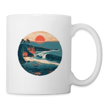 Sonnenuntergangsküste Retro - Tasse - Weiß - Rechts