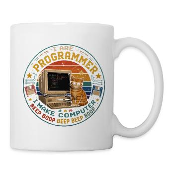 Chat Programmeur Informatique Humour Vintage Retro - Mug blanc - blanc - Droite