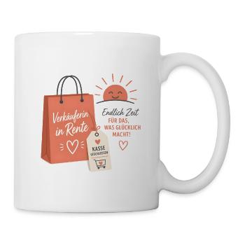 Verkäuferin in Rente – Aufgehende Sonne & Tasche - Tasse - Weiß - Rechts