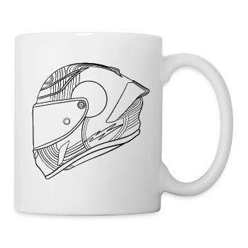 Schwarz Helm - Visier  - Tasse - Weiß - Rechts