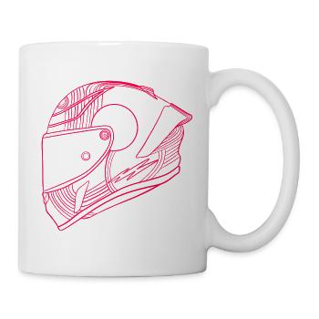 Casque rose néon - Visière - Mug blanc - blanc - Droite