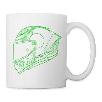 Neon Grün Helm - Visier  - Tasse - Weiß - Rechts