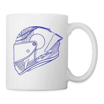 Neon blau Helm - Visier - Tasse - Weiß - Rechts