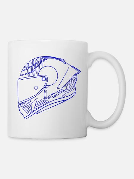 Neon blau Helm - Visier - Tasse - Weiß