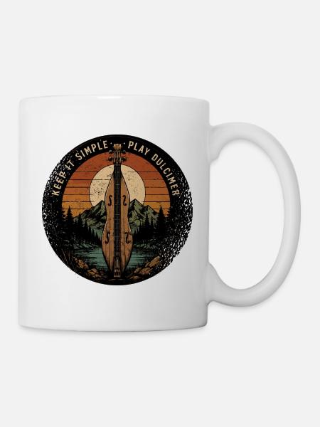 Hackbrett Dulcimer-Musiker Zupfinstrument - Tasse - Weiß