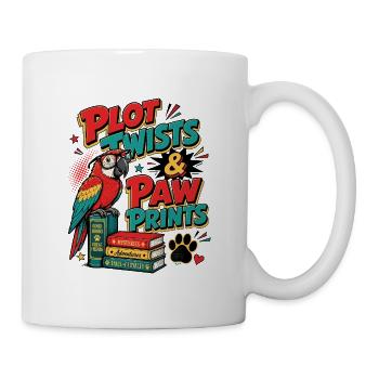 Bücher & Haustiere Papagei Leser Geschenk - Tasse - Weiß - Rechts