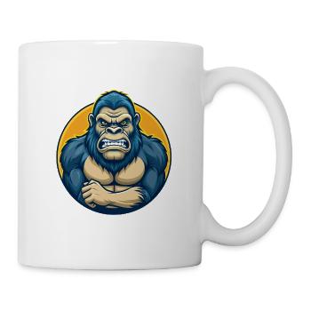 Gorilla Kawaii Maskottchen Cartoon Clipart Logo Abzeichen - Tasse - Weiß - Rechts