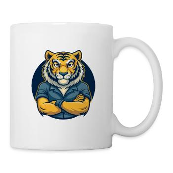 Tiger Kawaii Maskottchen Cartoon-Charakter-Clipart-Logo - Tasse - Weiß - Rechts