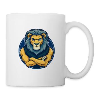 Löwen-Kawaii-Maskottchen Cartoon-Charakter-Clipart-Logo - Tasse - Weiß - Rechts