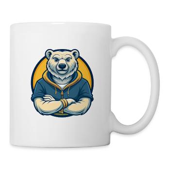 Polar Bear Kawaii Maskottchen-Cartoon-Clipart-Logo - Tasse - Weiß - Rechts