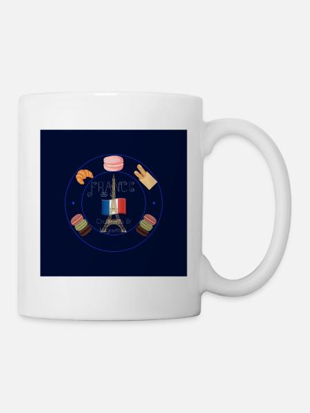 Pariser Gebäck- und Eiffelflaggenabzeichen - Tasse - Weiß