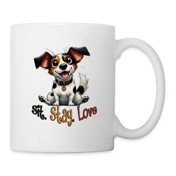 Assieds-toi Reste Aime Jack Russell Vie de chiot - Mug blanc - blanc - Droite