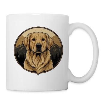 Golden Retriever Berg Silhouette Vintage Hund Desi - Tasse - Weiß - Rechts