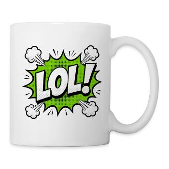 LOL Pop Art Speech Bubble Comic Sprechblase Grün - Tasse - Weiß - Rechts