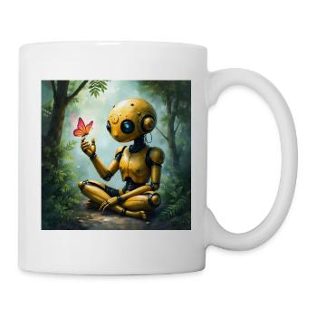 Robot d’Or et Papillon dans la Forêt - Mug blanc - blanc - Droite