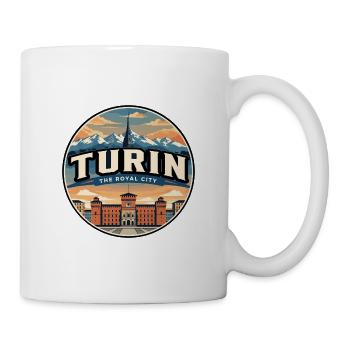 Retro Turiner Alpen Piazza Castello Abzeichen - Tasse - Weiß - Rechts