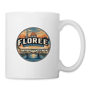 Retro Florence Duomo Arno River Abzeichen - Tasse - Weiß - Rechts