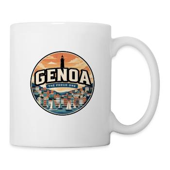Retro Genua Porto Antico Reiseabzeichen - Tasse - Weiß - Rechts