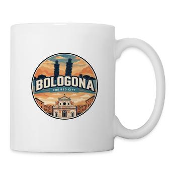 Retro Bologna Piazza Maggiore Abzeichen - Tasse - Weiß - Rechts