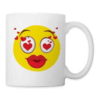 Verliebtes Gesicht Herz Augen Design - Tasse - Weiß - Rechts